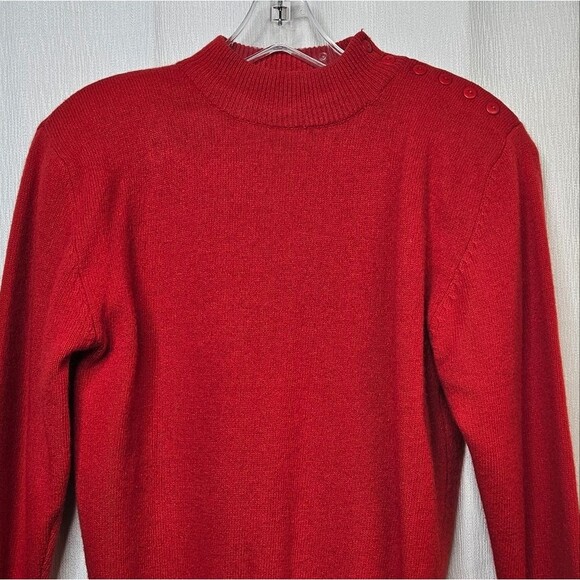 Vintage Charter Club Jane Justin Wool Blend Red Button Collar Pull Over Sweater - Picture 2 of 9